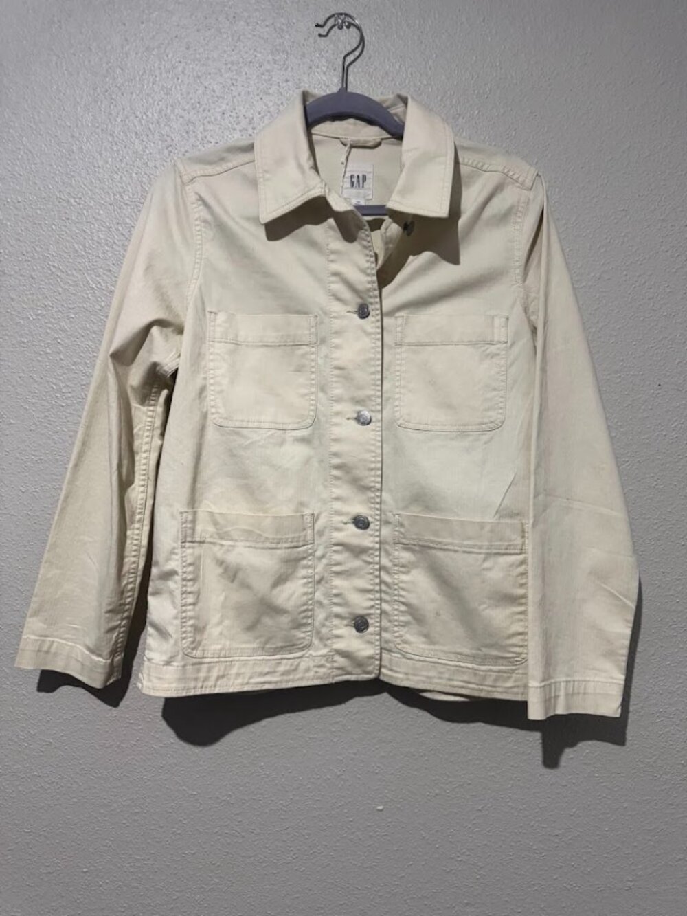 Vintage Gap Utility Jacket XS Cream Beige 4 Pocket Y2K Workwear